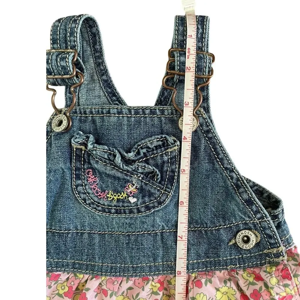 Carter’s Baby Girl Denim & Floral Tiered Ruffle Jumper Dress 9M